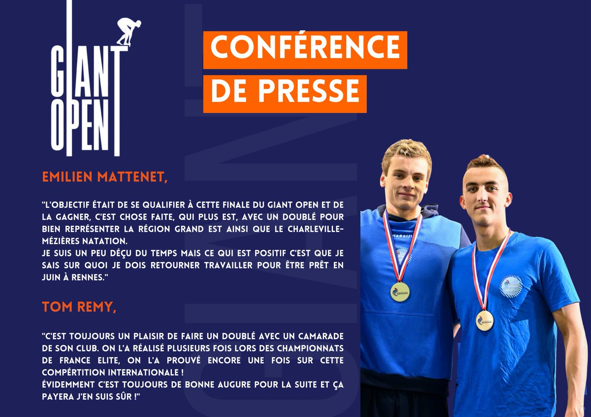 est_natation's tweet photo. [NATATION COURSE][GIANT OPEN] - Saint-Germain-en-Laye 🇫🇷
@FFNatation @regiongrandest @CMNatation 

🎙️ Après 10 jours intenses, Emilien MATTENET et Tom REMY reviennent sur ce Giant Open 2023, après leur doublé sur le 400M 4 Nages. ⬇️

#liguegrandestdenatation #regiongrandest https://t.co/rfHtQH9hhE