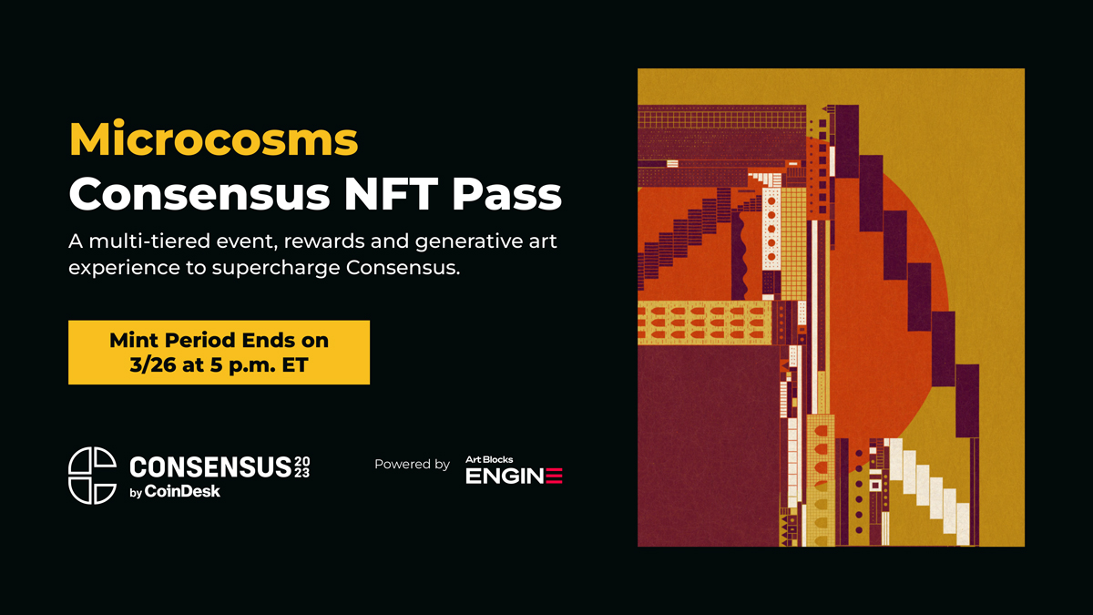 We’ve completed the first airdrop to #MicrocosmsNFT holders. 

It’s not too late to get rewarded. 

Grab your three-year pass to Consensus by March 26 to be eligible for Snapshot No. 2, coming March 29 at 5 p.m. ET 👉coindesk.com/consensusnft/