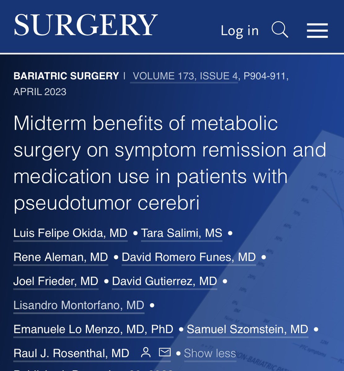 SurgJournal's tweet photo. Midterm benefits of metabolic surgery on symptoms remission &amp; medication use in patients with pseudotumor cerebri

🔓FREE
https://t.co/D4cIvvcPW4

@FelipeOkidaMD @RAlemanMD @DRFunesMD @joelfrieder @dgutierrezb @montorl89 @YANKEEDOC44 @RaulRosenthalMD @CleveClinicFL

#SoMe4Surgery https://t.co/O2YqDEnetz