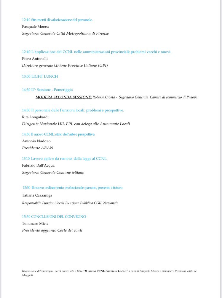 Mercoledì a #Padova Convegno nazionale sul contratto funzioni locali @AntonioNaddeo @ProvinceItalia @comunepadova @unioncamereVEN @Dallfabrizio @UniPadova