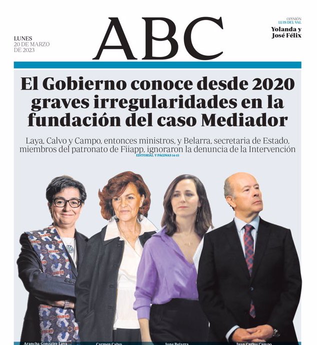 La Intervención General del Estado denunció en 2020 a la Fundación para Iberoamérica, desde donde se hacían muchos de los pagos de la Trama Tito Berni. Sabían lo de la coca, las putas, y los políticos del PSOE corrompidos por empresarios desde hace 3 años, y no hicieron nada.