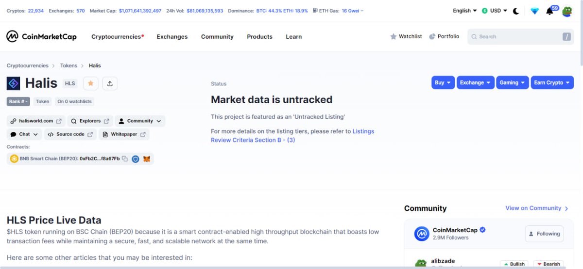 CoinMarketCap Pre Listing✅

coinmarketcap.com/currencies/hal…

 #bitcoin #bsc #presale #pinksale #Binance  #Metaverse