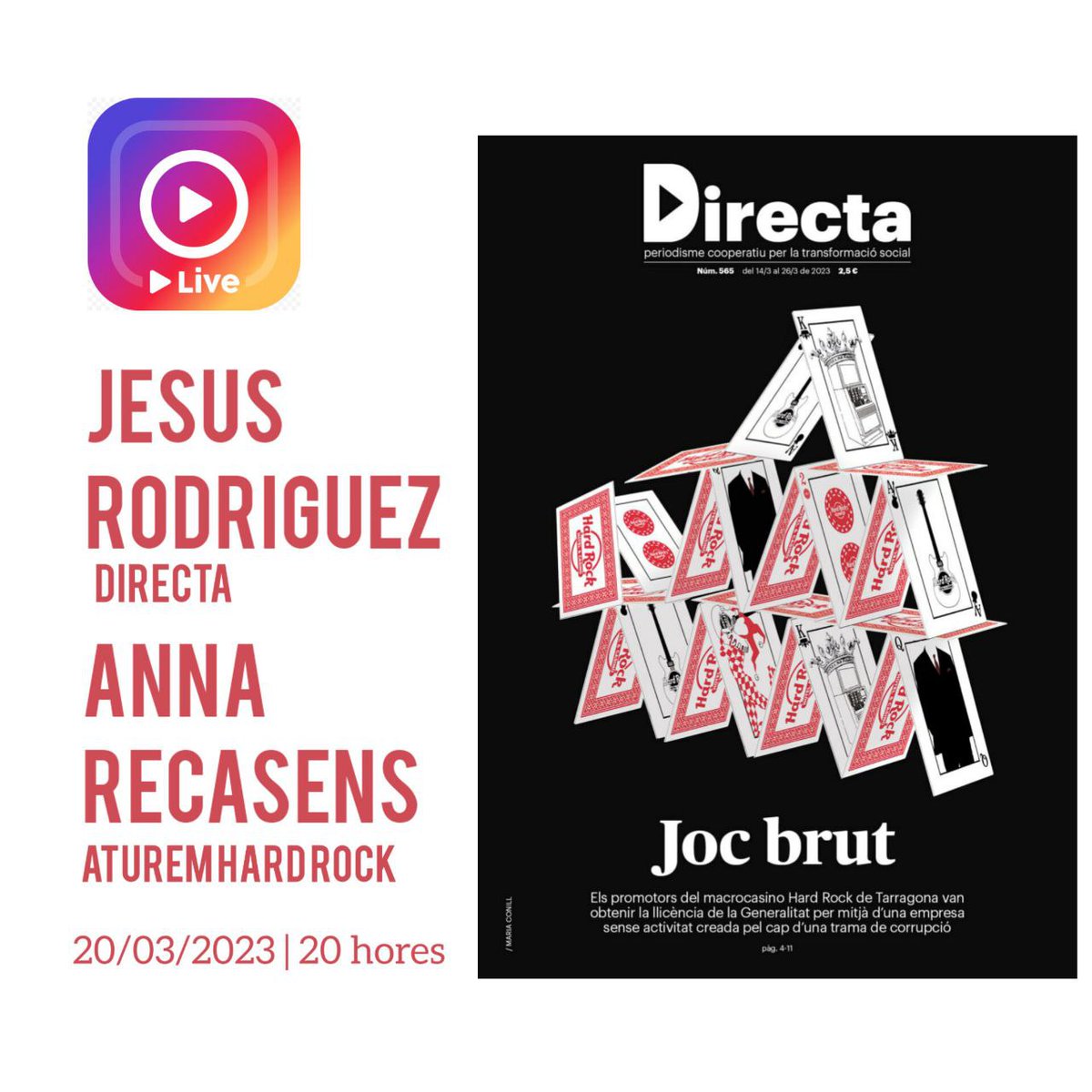 La_Directa's tweet photo. #HardRockCasino | 🎙️ Aquest vespre, conversa en directe amb Anna Recasens, de la plataforma @AturemHardRock, i @albertmartnez, coautor de la investigació de la #Directa565 ▶️ https://t.co/7NVUrgRB22
📲 Ens veiem al perfil d'Instagram de la 'Directa' ▶️ https://t.co/19Oj6ds25e https://t.co/qvFagqMNnm
