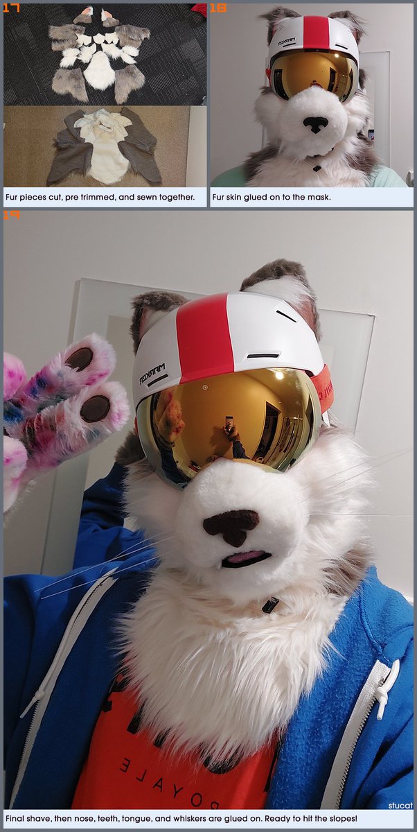 Showing the build process of making my fuzzy half ski mask. Not really a full tutorial, but a similar process to making a foam fursuit head, and there are plenty of those on Youtube. Hope it gives those who want to make their own a basic idea where to start!