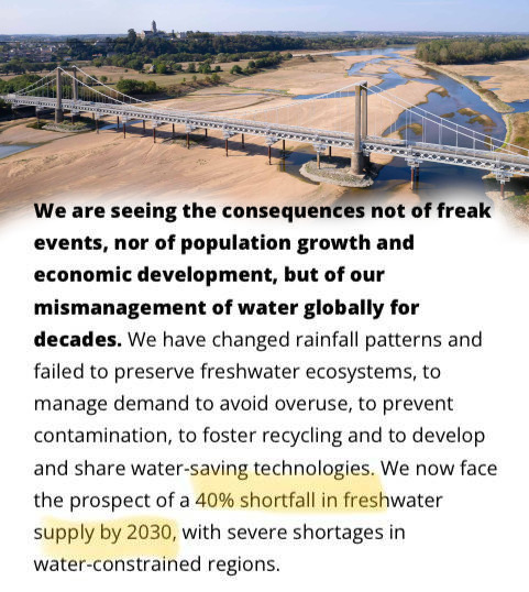 Die OECD-Wasserkommission sieht 40 % weniger Frischwasserangebot bis 2030: „Gefährlicherweise erzeugen wir eine sich gegenseitig verstärkende Verbindung zwischen der Wasserkrise, der Klimakrise und dem Verlust der Artenvielfalt.“

Lösungen sind bezahlbar.

watercommission.org/wp-content/upl…