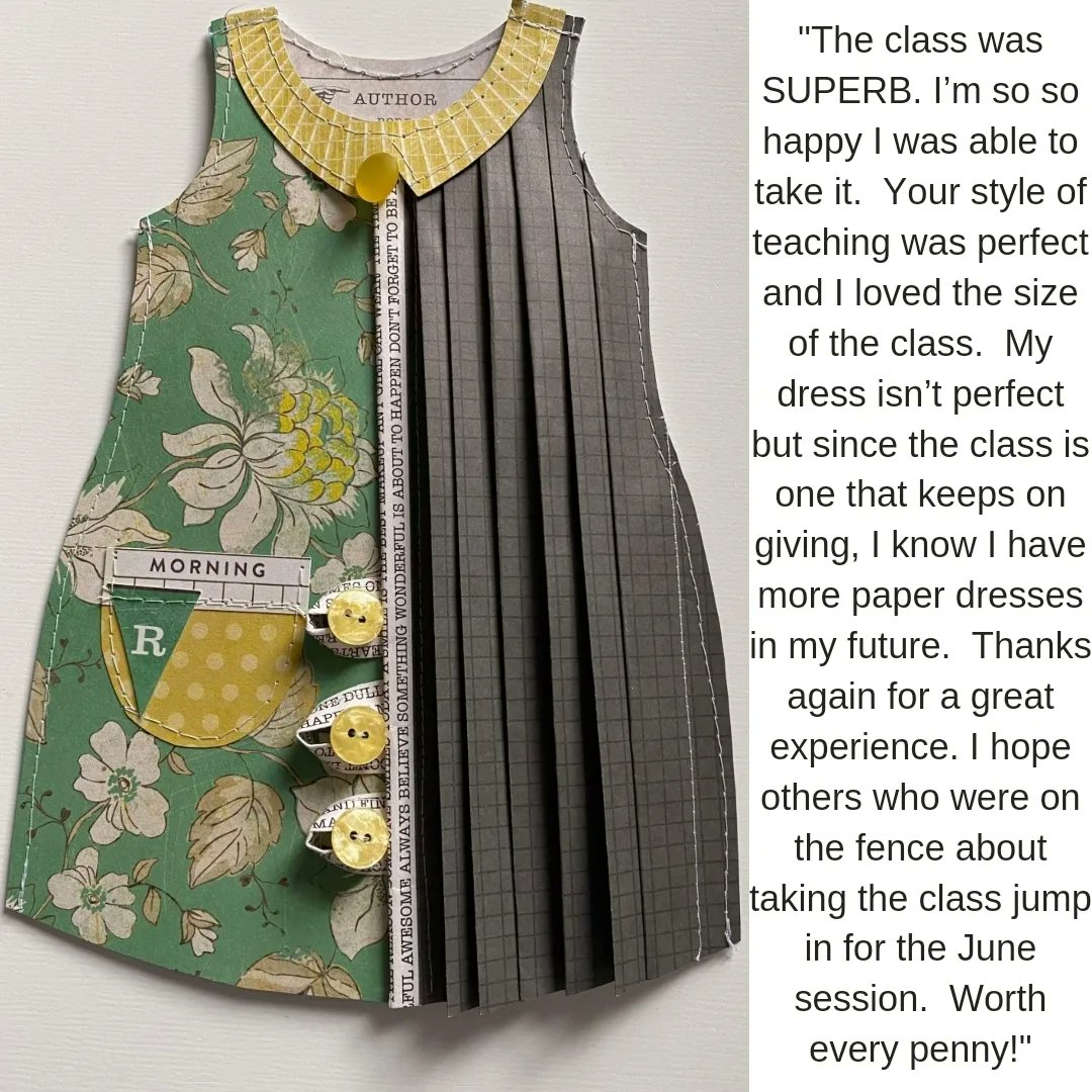 paperjennifer's tweet photo. Really lovely feedback (this feedback is honestly what one gorgeous partipant wrote on my Facebook post about the course) about my ONLINE Paper Dresses Workshop!! 

The next one for Sunday 18th June, 4-9pm UK time, live on Zoom: https://t.co/ZMCH6c52jw https://t.co/iiRsoXnGqD