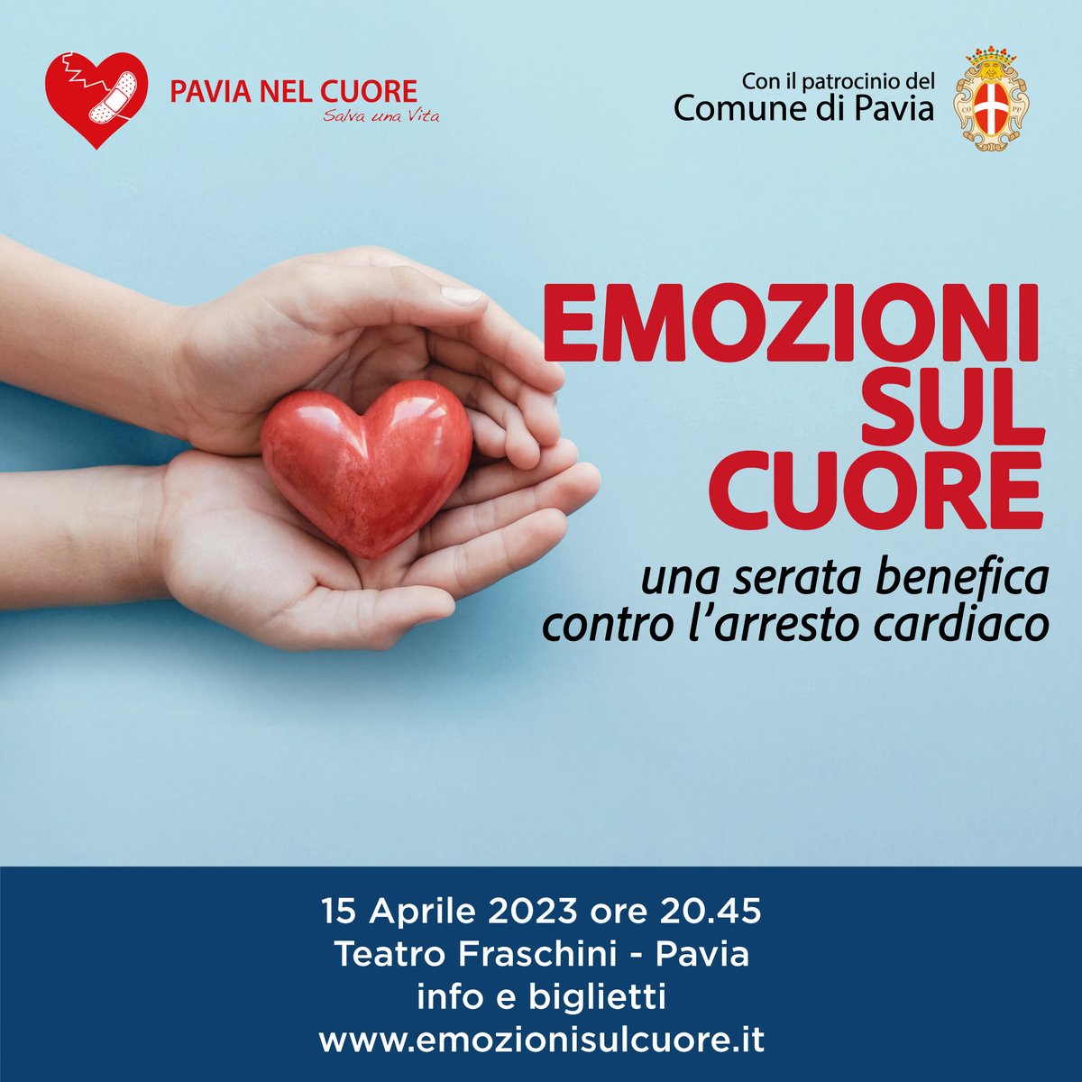 Il 15 aprile ci vediamo al Teatro Fraschini per una serata benefica contro l'arresto cardiaco. E festeggiamo il nostro decimo compleanno. Info e biglietti qui: emozionisulcuore.it
#pavia #pavianelcuore #salvavita #sabatosalvavita #milano #arrestocardiaco #cuore #blsd #oltrepo