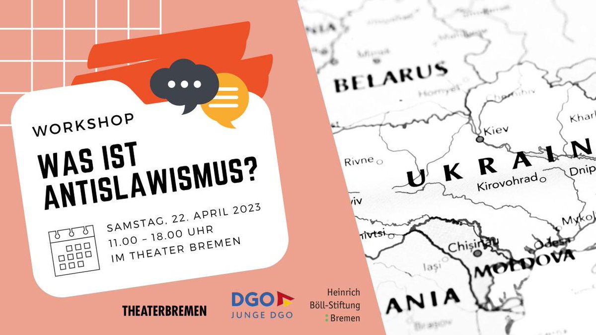 junge_dgo's tweet photo. 💡Was ist Antislawismus? Und was können wir gegen ihn tun? Diese Fragen behandelt der Workshop mit @s_prokopkin am 22. April ab 11 Uhr am Theater Bremen, organisiert in der #Ostopie Reihe der #JDGO Bremen. Meldet euch noch bis zum 23.3 an: https://t.co/hgnIN9RvQV https://t.co/5P3kp3f2kq