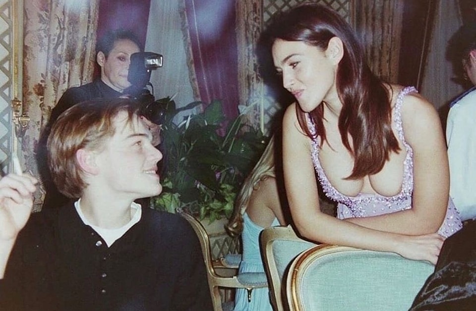 thcambulance's tweet photo. Leonardo DiCaprio and Monica Bellucci at Paris Fashion Week 1995. ❤️ #belluci #dicaprio https://t.co/lZhWeTXWpC