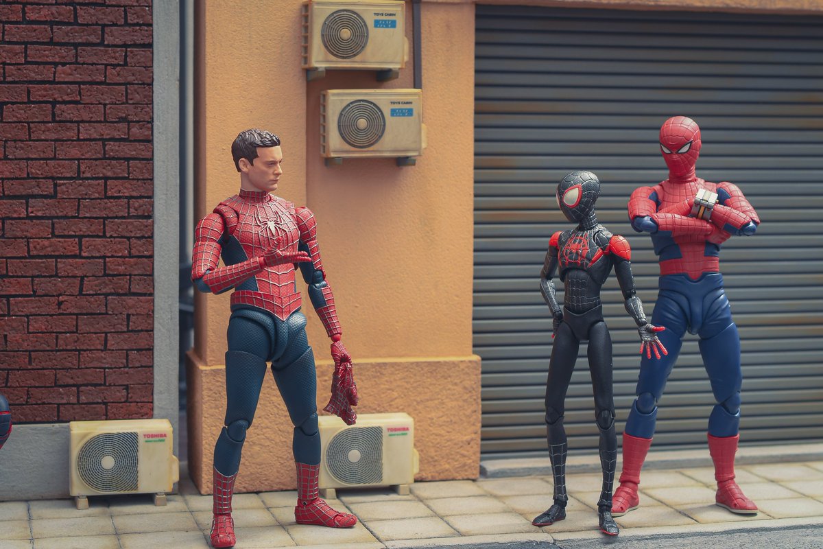 S.H.Figuarts フレンドリー・ネイバーフッド・スパイダーマン（バンダイ）

MAFEX No.107 SPIDER-MAN (Miles Morales) (『SPIDER-MAN:INTO THE SPIDER-VERS』版)  （メディコム・トイ）

S.H.Figuarts MARVEL スパイダーマン(「スパイダーマン」東映TVシリーズ) （バンダイ）