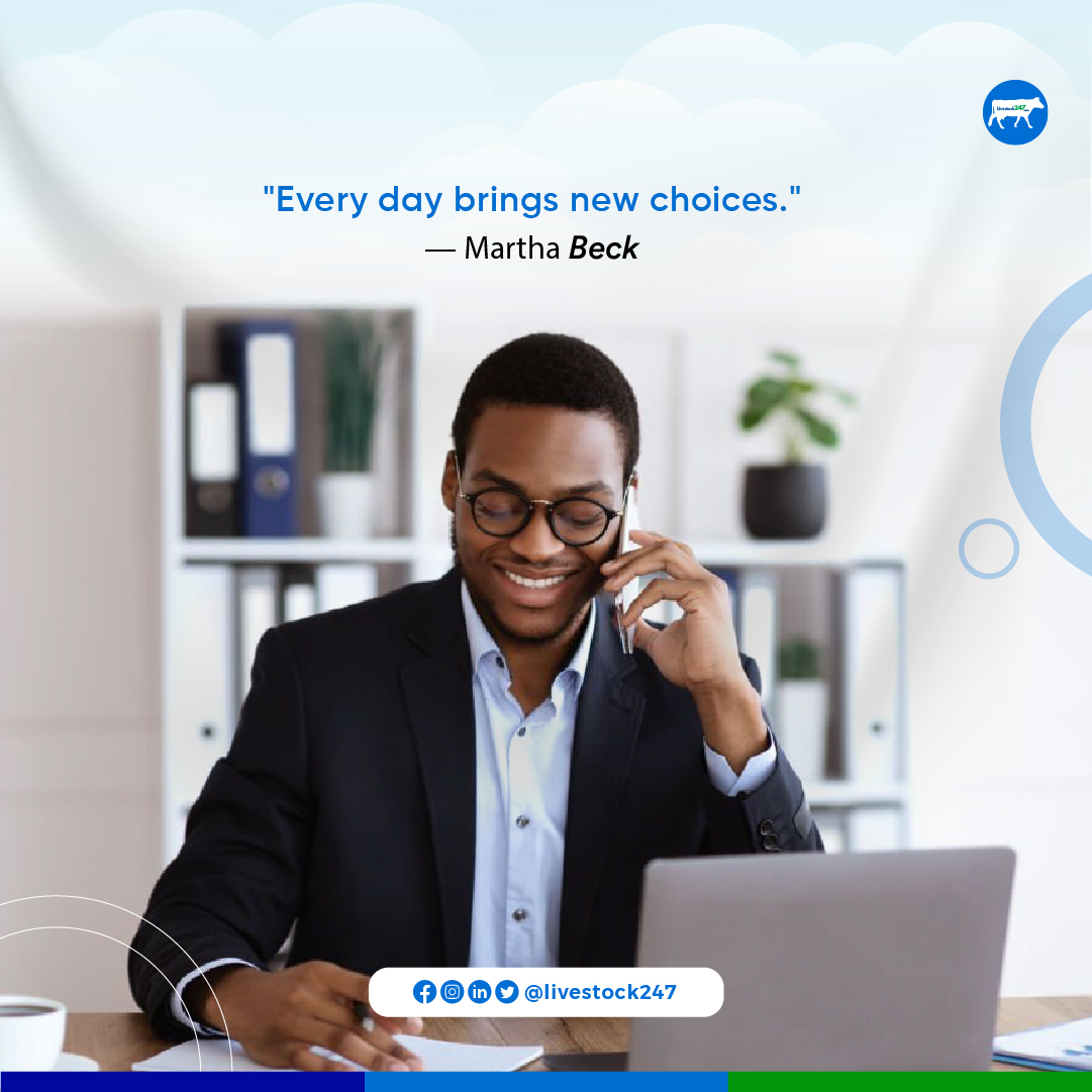 livestock247ng's tweet photo. Life is one big series of choices. And you have the power to choose to lead a happier life.
Have a wonderful week.
https://t.co/9GZhN6Hm70
#livestock247 #motivation #mondaymotivation #moodfortheweek #mondayvibes #monday #power #money https://t.co/QgySvUaQRT