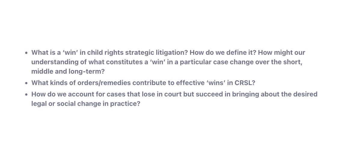 Advancing Child Rights Strategic Litigation (@acrisl_project) on Twitter photo 📢Join us on 28 March 2023 for this <a href="/ACRiSL_Project/">Advancing Child Rights Strategic Litigation</a> online event on 'wins' in #childrights strategic #litigation w/🗣️ <a href="/BVanKeirsbilck/">VanKeirsbilck Benoit</a> <a href="/NCYLnews/">The National Center for Youth Law</a> <a href="/ECCHRBerlin/">ECCHR</a>. We will explore the following #questions ⬇️ 📢Join us on 28 March 2023 for this <a href="/ACRiSL_Project/">Advancing Child Rights Strategic Litigation</a> online event on 'wins' in #childrights strategic #litigation w/🗣️ <a href="/BVanKeirsbilck/">VanKeirsbilck Benoit</a> <a href="/NCYLnews/">The National Center for Youth Law</a> <a href="/ECCHRBerlin/">ECCHR</a>. We will explore the following #questions ⬇️