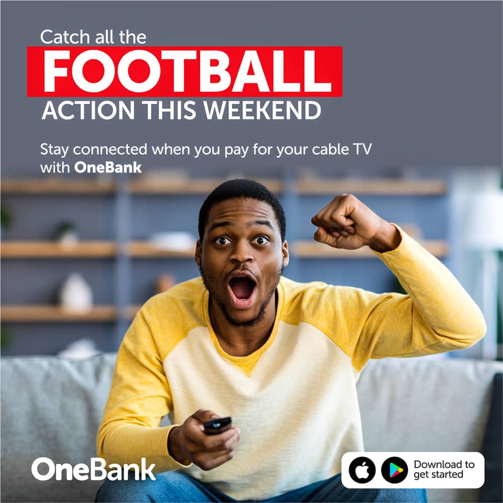 You can't watch football because your bank won't let you subscribe? Why not switch to a Digital Banking App that will not let you down. Create an account with OneBank and  forget about Payment stress 

Learn More about OneBank:bit.ly/ONEBankOVC

#OneBank
#SterlingCares