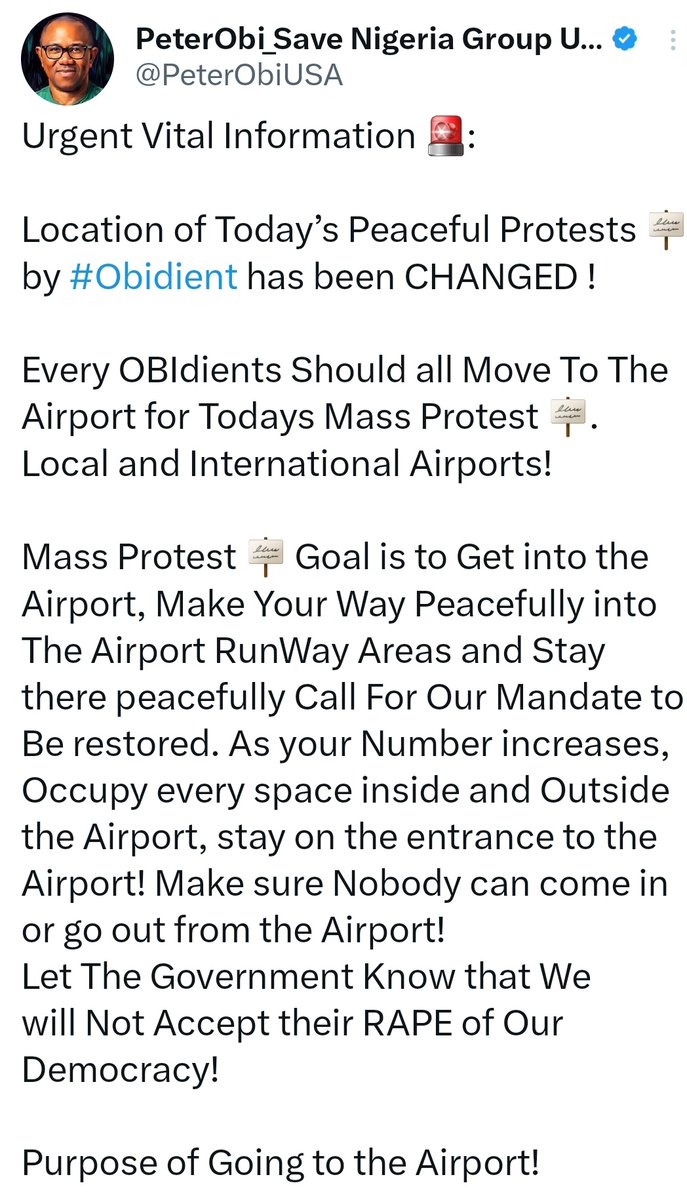 OkwuchiChisom's tweet photo. #RestoreOurMandate
#SaveOurDemocracy
#EndBadGovernance
#NoRetreatNoSurrender
#TakeBackNigeria
#OccupyNigeria
#ObidientsTurnUp
#WeWillNotWait https://t.co/g2iiqbrqhm