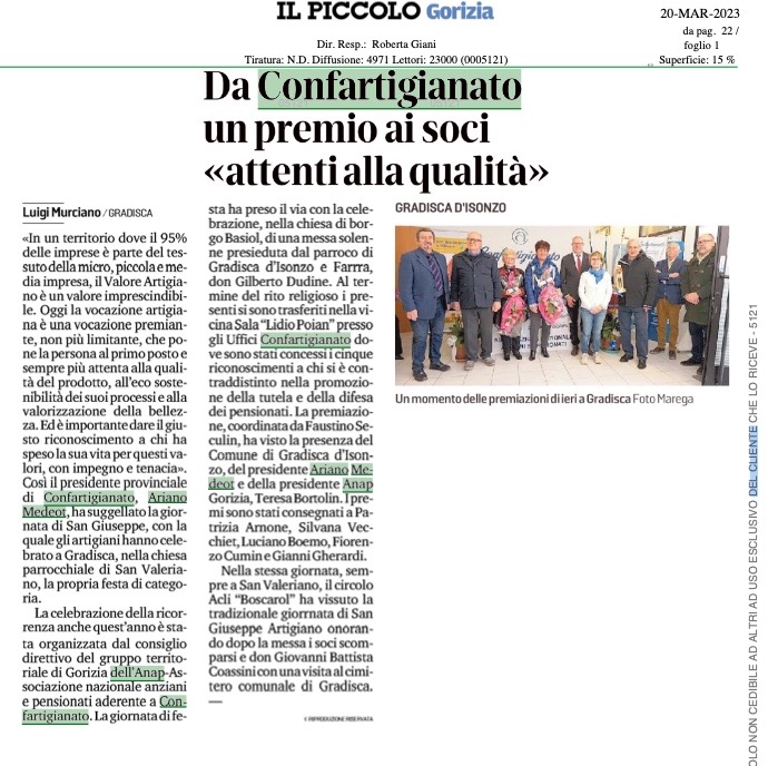 Dal #ilpiccolo di oggi 20 marzo #confartigianato #noiConfartigianato <a href="/ArtigianiGo/">Artigiani Gorizia</a>