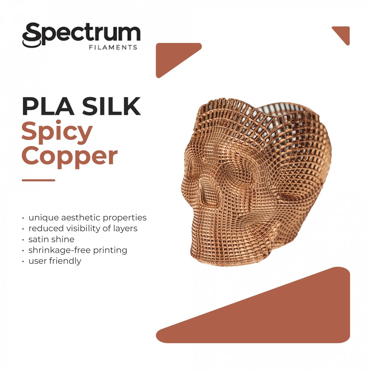 Let's meet our Spectrum PLA SILK filament 😅 😍 

Why you should try Spectrum PLA SILK❓  

▶️ EASE OF PRINTING 🤘
▶️ UNIQUE GLOSS 🌟 
▶️ REDUCED VISIBILITY OF LAYERS
▶️ VARIETY OF COLORS 🌈 

Share your prints with #printedwithspectrum and win FREE SPOOLS!