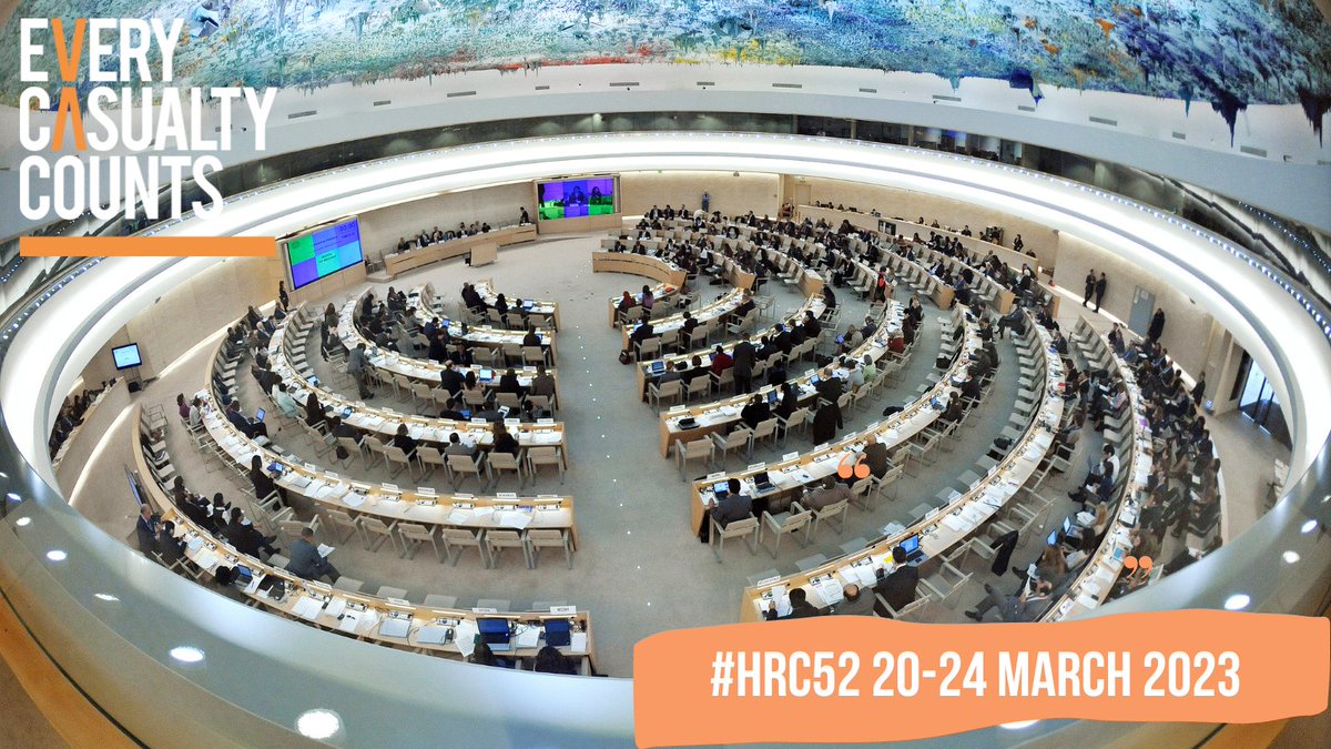 The <a href="/everycasualty/">Every Casualty</a> team are at #HRC52 this week and we'll be keeping you updated on what we're up to including:

🗣️Oral statements
🎫Side event
📘New report

If you're also in attendance then keep an eye out for @gavincrowden <a href="/FedRiccardi/">Federica Riccardi</a> &amp; <a href="/rnetasns/">Rachel</a> &amp; say hi!