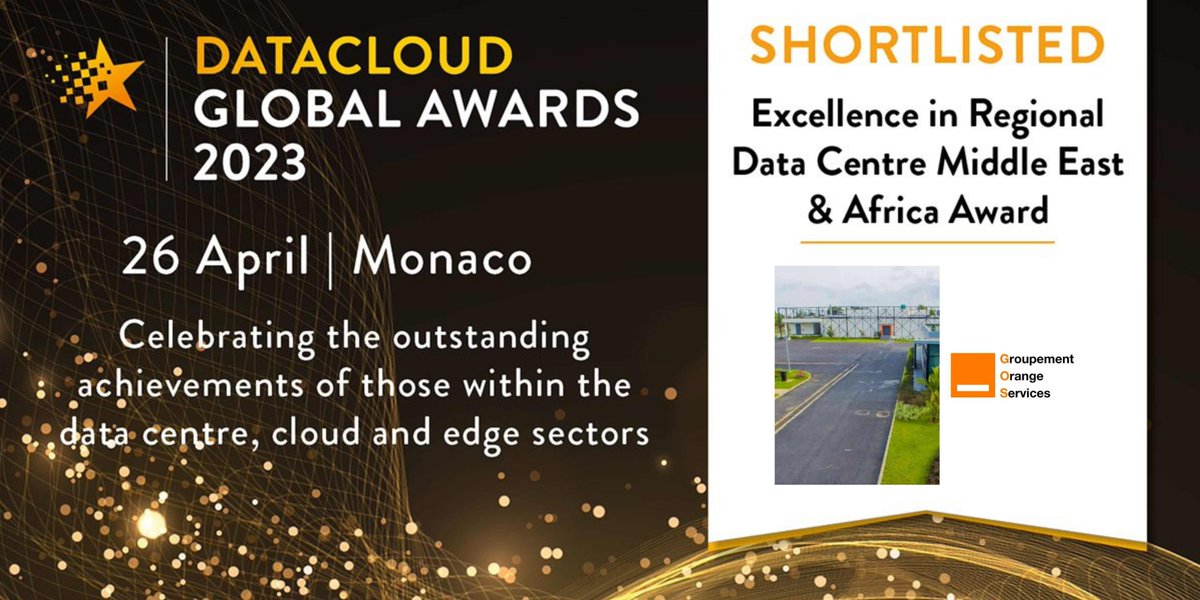 GroupOrangeServ's tweet photo. Proud to announce that the GOS Datacenter in West Africa, has been shortlisted for the Excellence in Regional Data Center Middle East &amp; Africa  at #DatacloudGlobalAwards #DatacloudGlobalCongress
Winners will be revealed end of April. Stay Tuned  !
@orangeafrica https://t.co/OhYK7GxBvZ