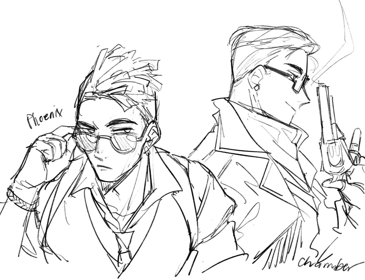 (Sketch) Cowboy AU

Yoru&amp;Jett : Vigilante 
Phoenix: Detective
Chamber: Bounty hunter 