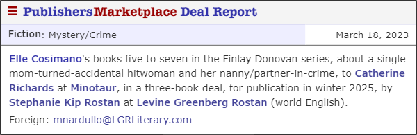 Elle Cosimano (@ellecosimano) on Twitter photo THREE MORE FINLAY BOOKS ON THE WAY!!! Thank you for buying, preordering, reading, requesting, and sharing recs! You made this possible with your passionate support of the series, and I couldn't be more thrilled to go on these next adventures with you! <a href="/MinotaurBooks/">Minotaur Books</a> <a href="/LGRLiterary/">LGR Literary</a> THREE MORE FINLAY BOOKS ON THE WAY!!! Thank you for buying, preordering, reading, requesting, and sharing recs! You made this possible with your passionate support of the series, and I couldn't be more thrilled to go on these next adventures with you! <a href="/MinotaurBooks/">Minotaur Books</a> <a href="/LGRLiterary/">LGR Literary</a>