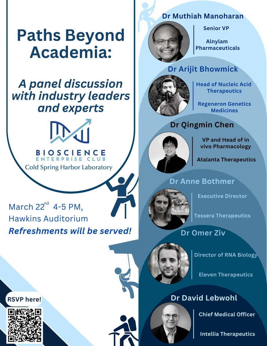 Join us for our first event of the year at <a href="/CSHL/">Cold Spring Harbor Laboratory</a> - 'Paths Beyond Academia: A panel discussion with industry leaders and experts'. Gain valuable insights and knowledge from six experienced leaders. On March 22nd, Hawkins Auditorium.