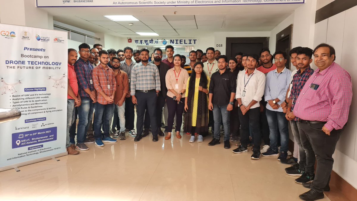 NIELITB's tweet photo. 5 day Bootcamp on Drone Technology with 40+ participants flagged-off today at #NIELITB in collaboration with AIC-Nalanda, @makerkarkhana, #BonV, @IGDrones to give an exposure to technologies associated with Drone & application area.
@NIELITIndia @GoI_MeitY @EIT_Odisha @AtalNit https://t.co/SaG7ujA3V1
