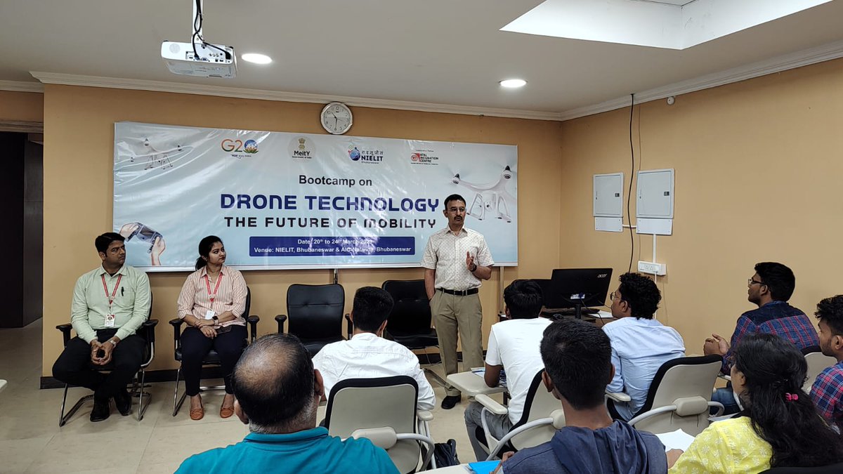 NIELITB's tweet photo. 5 day Bootcamp on Drone Technology with 40+ participants flagged-off today at #NIELITB in collaboration with AIC-Nalanda, @makerkarkhana, #BonV, @IGDrones to give an exposure to technologies associated with Drone & application area.
@NIELITIndia @GoI_MeitY @EIT_Odisha @AtalNit https://t.co/SaG7ujA3V1