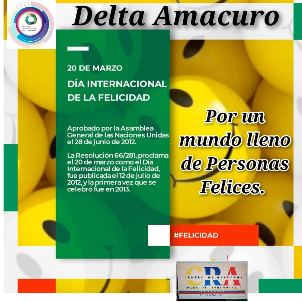 DGRPA1's tweet photo. Desde 2013, la ONU celebra el #20de Mar el Día Internacional de la Felicidad, como reconocimiento al bienestar y la felicidad en la humanidad y la necesidad de que tome relevancia en las políticas de los gobiernos.
@_LaAvanzadora
@vicent_carvajal
@MPPEDUCACION https://t.co/kDRqgaAv6Q