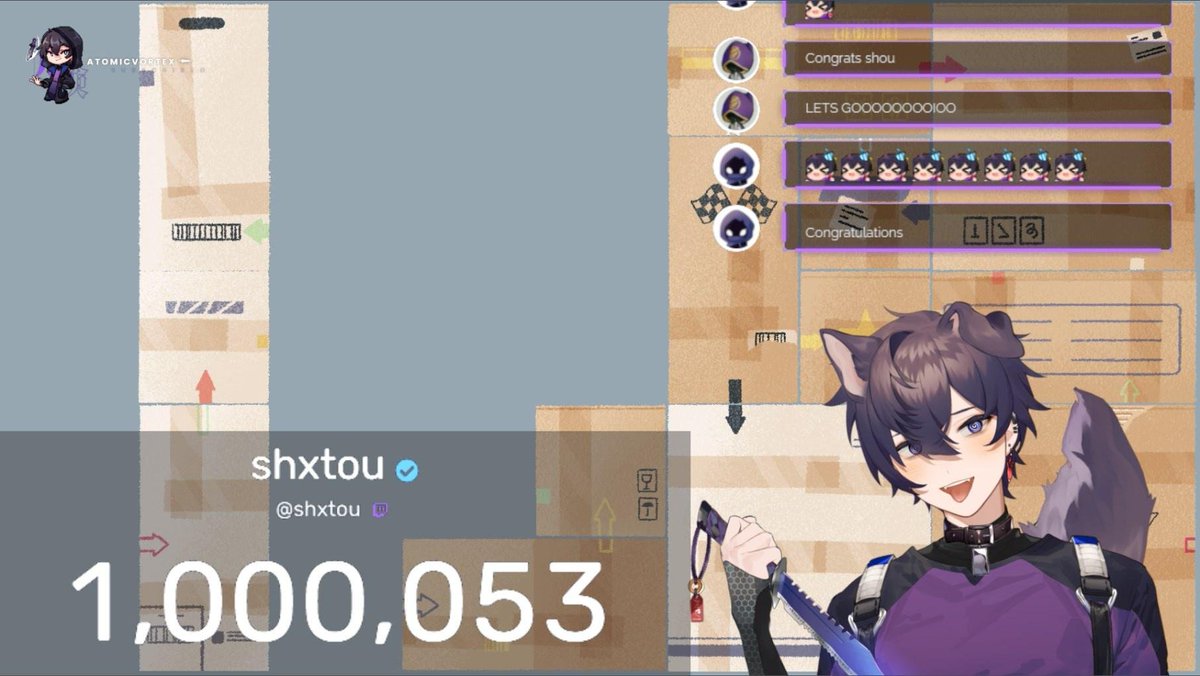 shxtou's tweet photo. WE HIT ONE MILLION ON TWITCH ;; I LOVE YOU GUYS https://t.co/tLvXk7KzUi