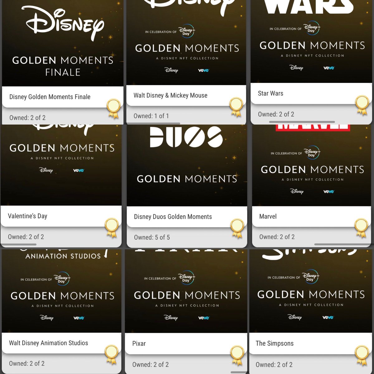 I still HODL all the @veve_official @Disney #GoldenMoments And I am going for the #PlatinumMoments 
#CollectorsAtHeart 

Who else is collecting them all? #vevefam