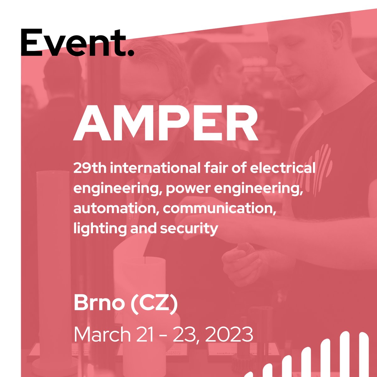 From 21 to 23 March, we are at the international trade fair AMPER in Brno (Czech Republic). Our stand can be found in hall P, position 1.15.

#event #InternationalTradeFair #electrotechnics #energetics #automation