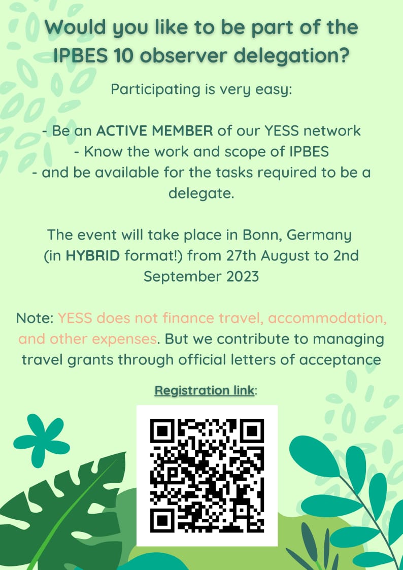 Are you ready to be part of our observer delegation at #IPBES10? 🌍🌎🌏🙌📆
Registration link: forms.gle/BLkD2ZxeptqcZY…
@ipbes_ @ONet_IPBES 
#IPBES #IPBESplenary #earlycarrerresearchers