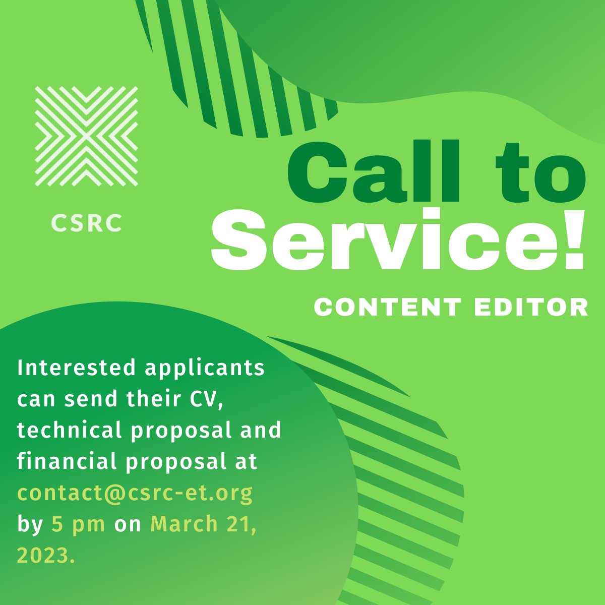 csrc_et's tweet photo. The Civil Society Resource Center is looking for a content editor to copy edit and design the layout for four training manuals. Please find a link to the ToR for the position, below.

https://t.co/SEhWMMmfMC https://t.co/8pb3aQygdR