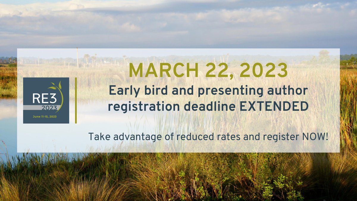 ‼️ Early bird and presenting author registration deadline EXTENDED to March 22 ‼️

Benefit from early bird rates and register to one of our amazing field trips 🌱

Register NOW➡️bit.ly/3SXsQRM

<a href="/ishs_hort/">ISHS</a> <a href="/CLRA_National/">Canadian Land Reclamation Association</a> <a href="/SEROntario/">SERO</a> <a href="/SER_MWGL/">SER MWGL</a> <a href="/SWS_org/">Society of Wetland Scientists</a> @peatlandsociety