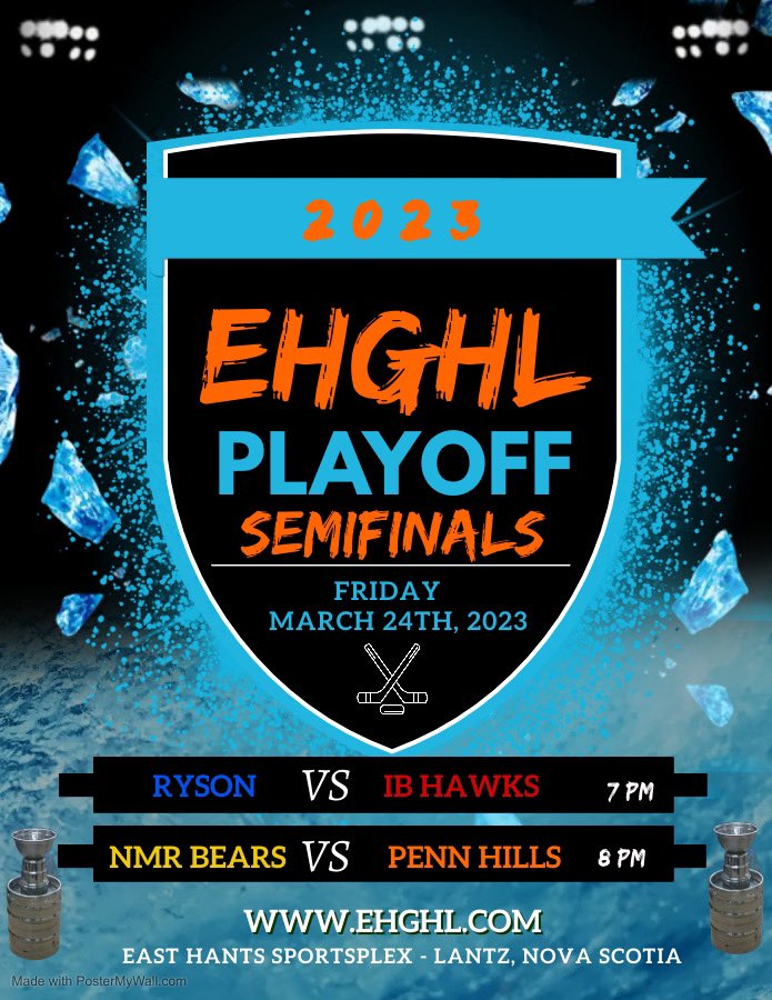 Friday night’s semifinal action starting at 7:00pm. #easthants #gentshockey 
#LetsGo #fridaynight