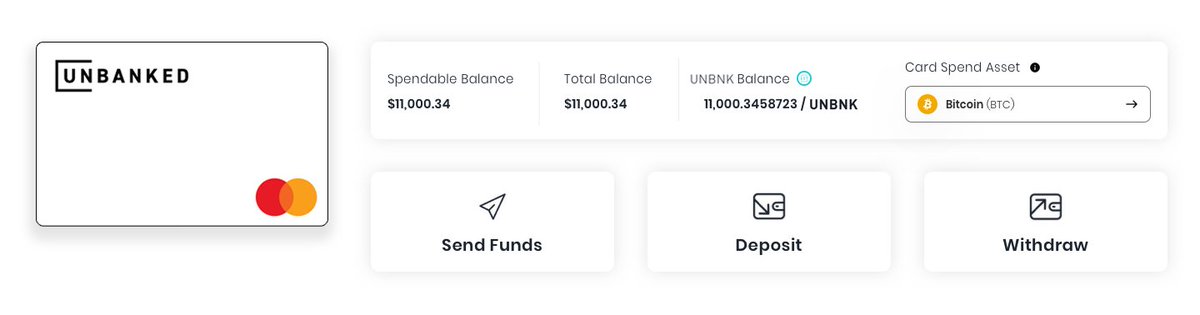 UnbankedHQ's tweet photo. We're making some final UI upgrades before releasing our multi-asset spend functionality on the #Unbanked card.

First up will be $USDC (along with $UNBNK).  

What other assets would you like to see spending support for?   Comment below. 👇 https://t.co/UBAYOX2RgN
