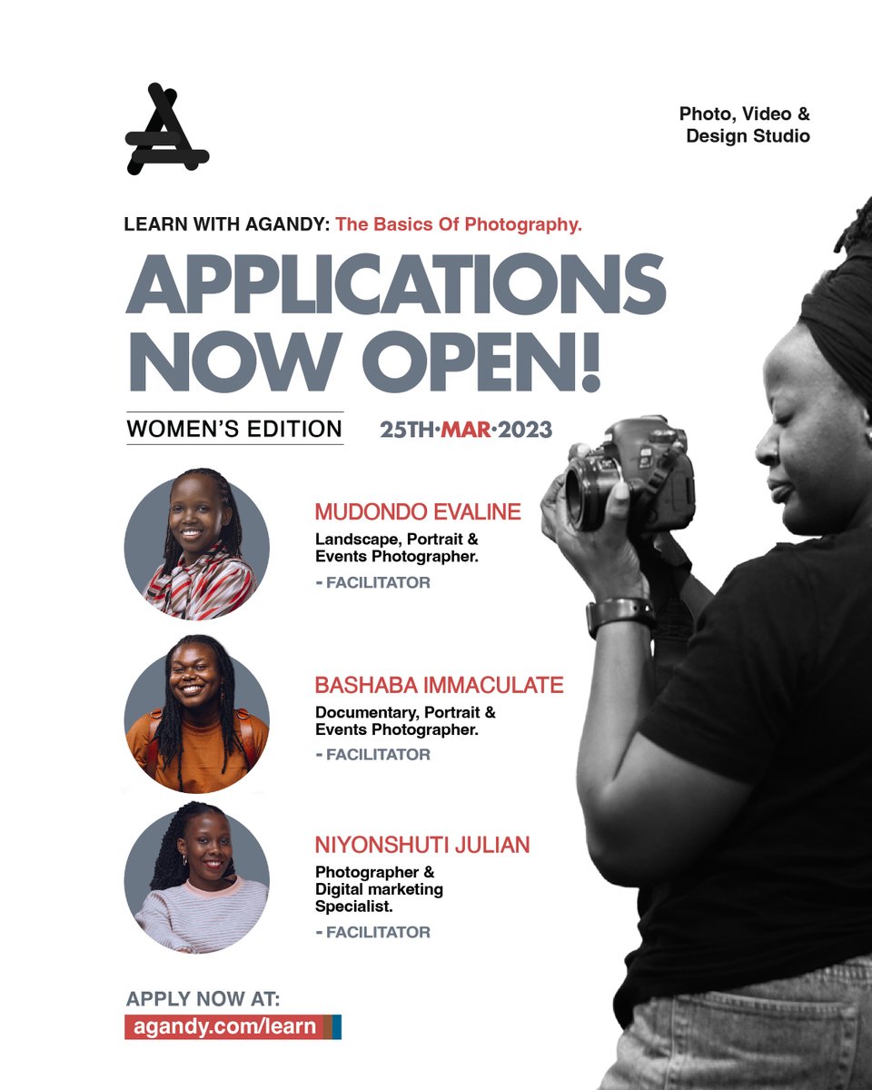 AgandyStudios's tweet photo. Ladies, we bring you an event to look forward to this Saturday!💃🏽

The Learn With Agandy training is back with a Women's Edition! 😃 Leading female photography experts will take us through the theme Basics of Photography.📸

Go to https://t.co/wESwDZIieB to register. https://t.co/iOHyWCVZXB