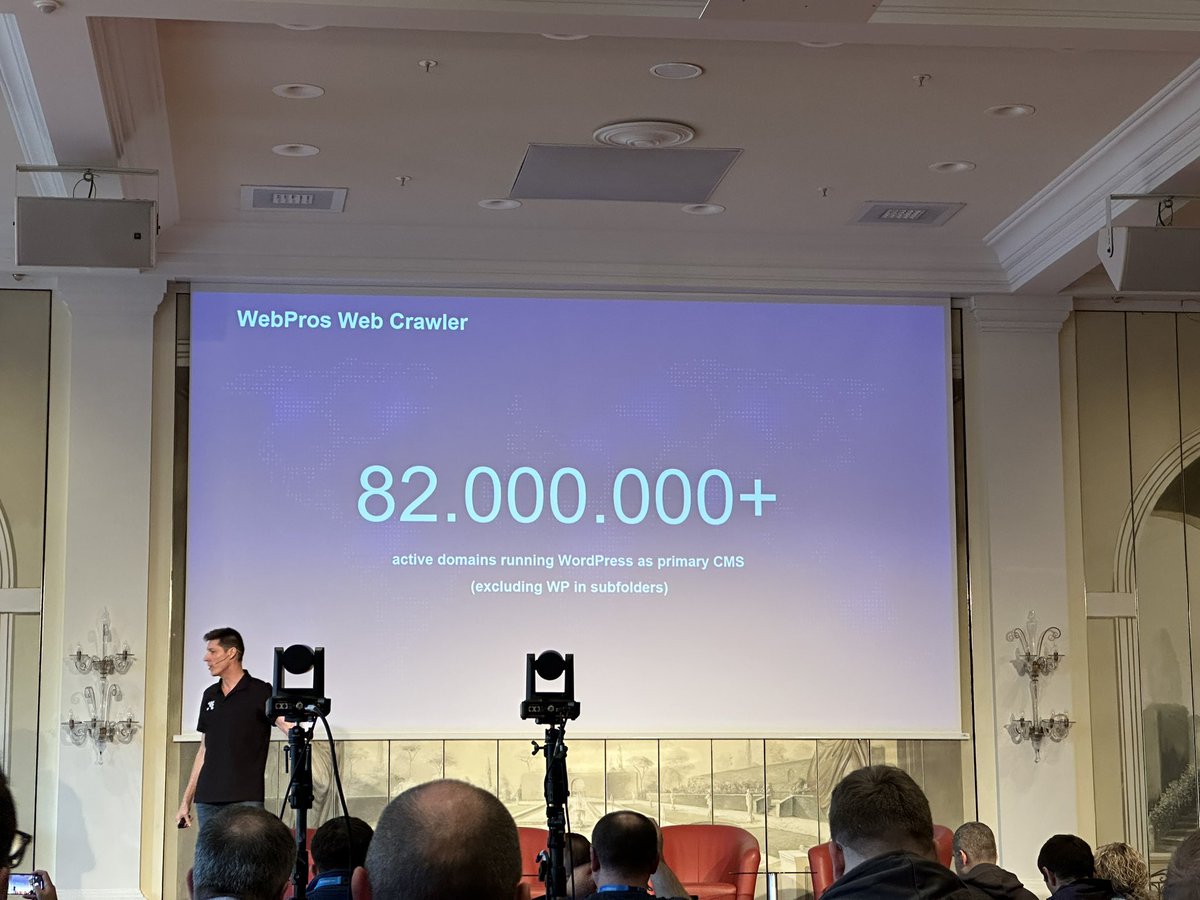 TacoVerdo's tweet image. 82 million active domains are running WordPress as primary CMS, #WebPros says. That’s only about 12% of the web, not 43.
#WordPressDay #CloudFest