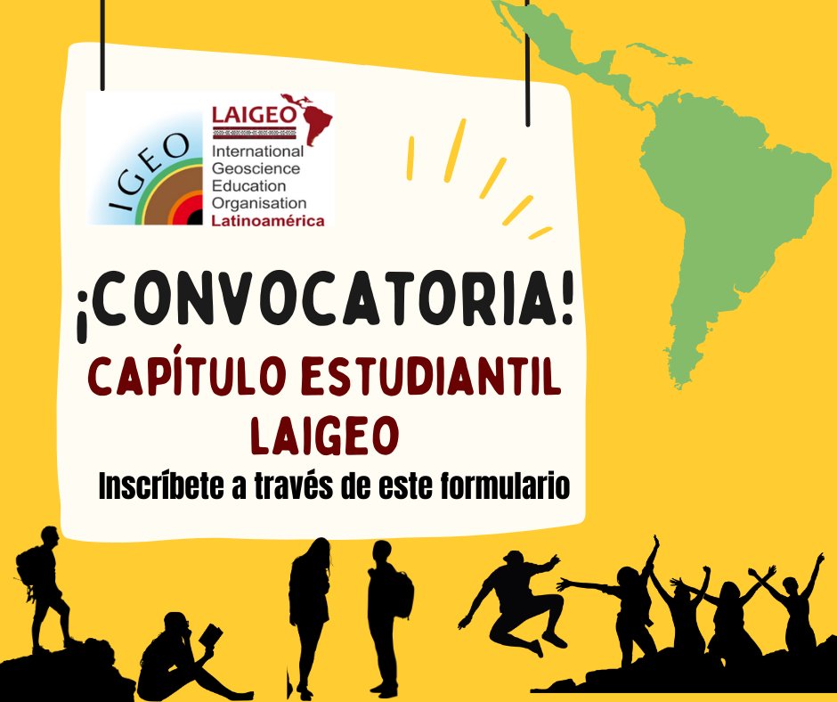 Invitamos a las y los estudiantes interesad@s en promover la educación de las ciencias de la Tierra, a ser parte del Capítulo Estudiantil de LAIGEO.

👉 inscríbete en forms.gle/qkPX2UR2TJhboi…

#educacionengeociencias #laigeo #igeo #Latinoamérica #elCaribe