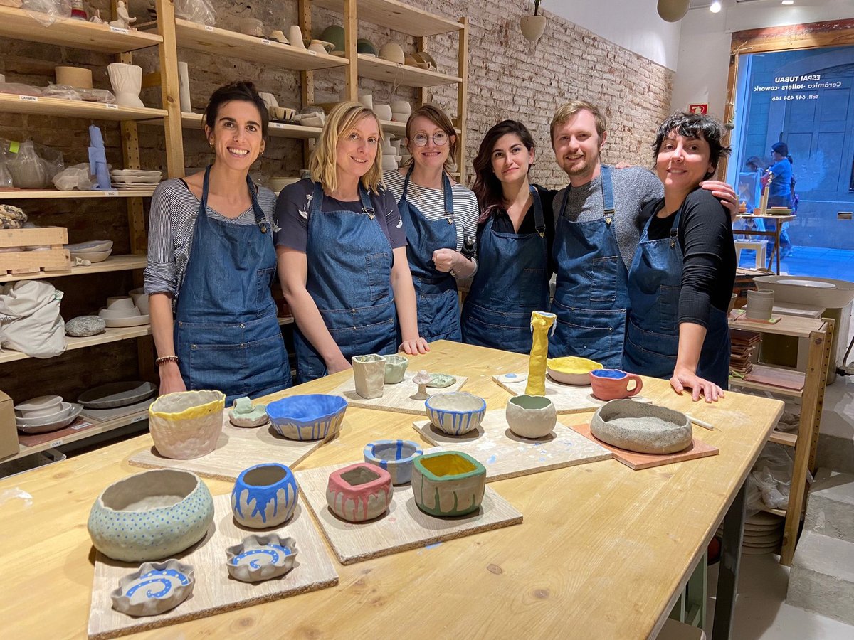It was great to have our whole team together in Barcelona for a clay workshop last week . How nice to put the screens and tech away for a few hours to fully immerse ourselves in this super fun activity . So relaxing! We highly recommend it and can't wait to see our creations.