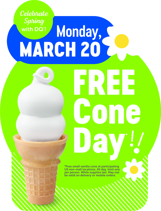 What a way to kick off Spring... with a Free Cone from DQ. Come on in anytime today and get a free cone and make lasting memories with your friends and family. #freeconeday