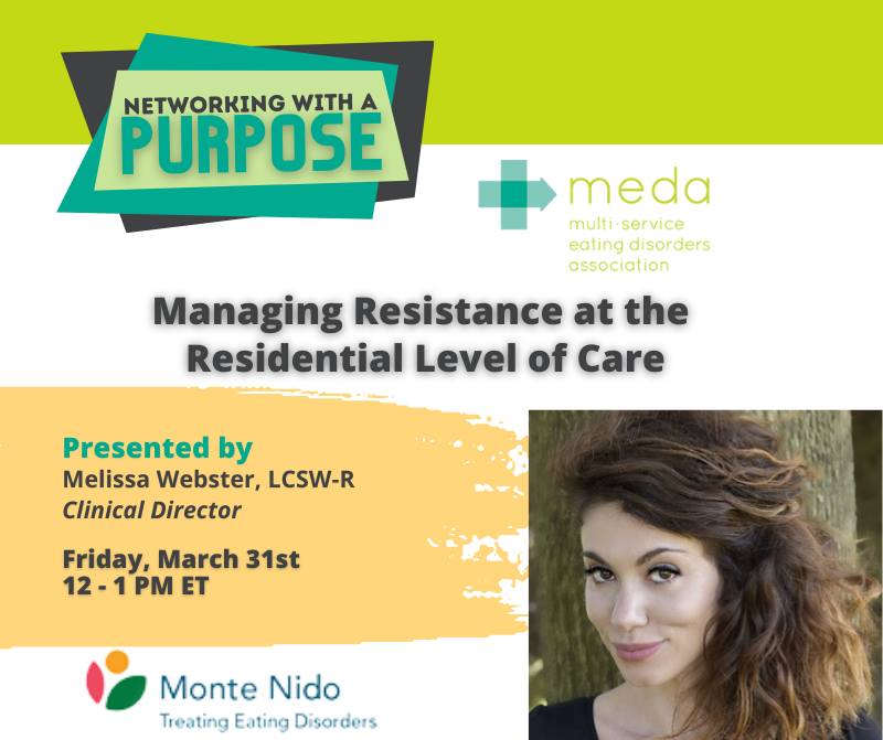 Melissa Webster, LCSW-R, Clinical Director at Clementine Briarcliff Manor, will be presenting at <a href="/RECOVERwithMEDA/">MEDA Inc.</a> Networking with a Purpose on Friday, March 31 at noon ET.  

Register at: ow.ly/xqLN50NlXLb 

 #healingtogether #edrecovery #mentalhealthcareprofessionals