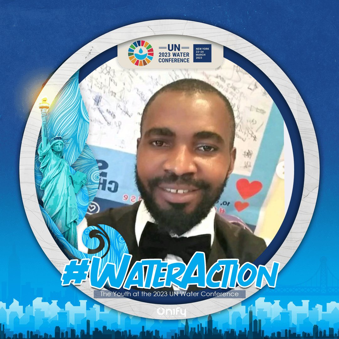 The world is coming to New York for D #UN2023WaterConference,D #youth is actively taking part of this historic gathering.I am Emeka Johnson from Nigeria,I am one of d voices from across d world amplifying #WaterAction for a livable and sustainable future #FillUpTheGlass