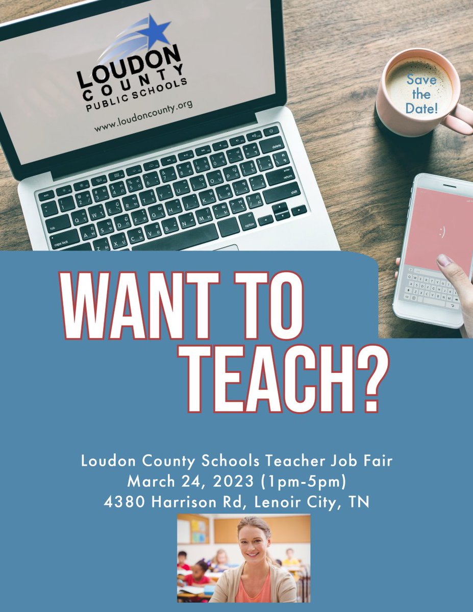 Loudon County Schools is hosting its annual job fair for certified teachers on Friday, March 24 from 1-5 PM.  Please share and spread the word to any interested teaching candidates!  #loudoncountysucceeds #loudoncountyproud #teacherswanted