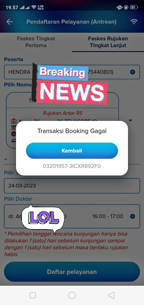 karuniaone27's tweet photo. @BPJSKesehatanRI Selalu booking gagal kenapa ya min https://t.co/JWqkTulzTd