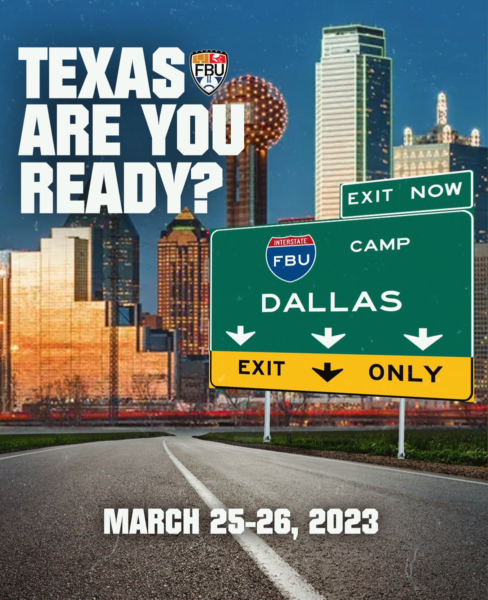 FBUcamp's tweet photo. DALLAS This is your sign…

Spots to compete at FBU’s 2 Day camp in DALLAS are almost FULL! 

Don’t miss your chance to #GetBetterHere this weekend 🔥

Earn your invitation to:
- FBU Top Gun
- National Combine
- FBU All American Bowl
- All-American Bowl on NBC

https://t.co/I8q4GA7Uwz

#FBU #GetBetterHere