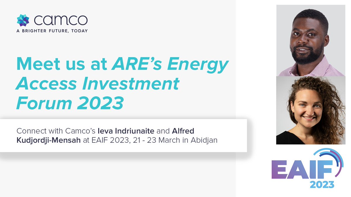 #EventAlert 🚨

Attending @RuralElec's #EAIF2023 in #Abidjan tomorrow? Do stop Camco’s @IevaIndre and @kudjorg to say hello.

Find out more➡️ ow.ly/XHKR50NmG32

#Networking #RenewableEnergy #EAIF #PoweringChange #EnergyInvestment