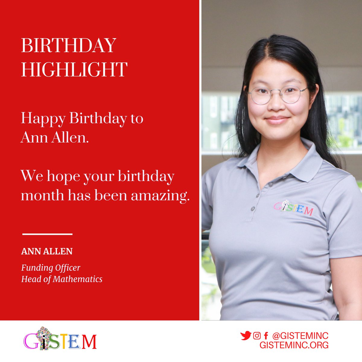 Happy birthday to such an amazing person that keeps GiSTEM moving in a forward direction. We hope you enjoyed your birthday weekend 🥳🎂🎈!!!
#happybirthday