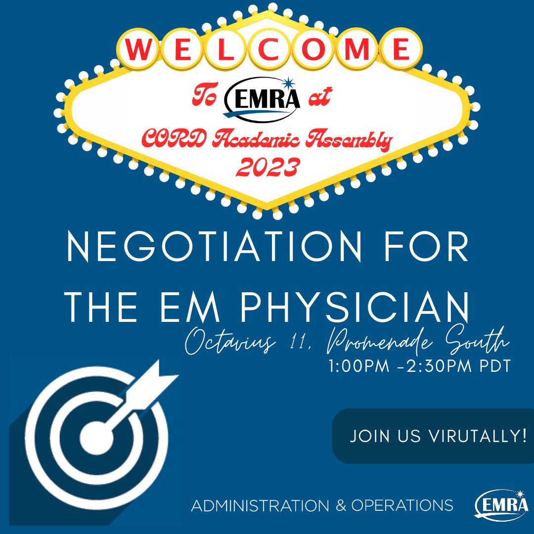 So excited for <a href="/emresidents/">emresidents</a> at CORD 23 in Las Vegas! Join Admin and Ops for our Negotiation Workshop by <a href="/NickStarkMD/">Nick Stark</a> today!
<a href="/andrewdluo/">Andrew Luo, MD MBA</a> <a href="/karanbains/">Karan Bains</a> <a href="/DanielAndrewDO/">Daniel Novak, DO</a> #CORD23 #VivaLasVegas #Negotiation