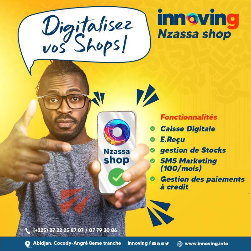 🎯Grâce à 𝐍𝐳𝐚𝐬𝐬𝐚 𝐒𝐡𝐨𝐩, digitalisez vos 𝐁𝐨𝐮𝐭𝐢𝐪𝐮𝐞𝐬/𝐌𝐚𝐠𝐚𝐬𝐢𝐧𝐬.Transformez votre 𝐒𝐦𝐚𝐫𝐭𝐩𝐡𝐨𝐧𝐞 en 𝐜𝐚𝐢𝐬𝐬𝐞 𝐝𝐢𝐠𝐢𝐭𝐚𝐥𝐞 pour enregistrer vos 𝐯𝐞𝐧𝐭𝐞𝐬,envoyez vos 𝐫𝐞𝐜̧𝐮𝐬 par 𝐒𝐌𝐒 pour fidéliser vos clients. 
🌎nzassa.pro/new_nzassa/